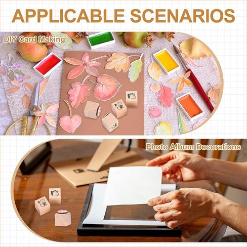 MECCANIXITY Wooden Rubber Stamp Set, 0.6" x 0.6" x 1" Decorative Wood Rubber Stamps for DIY Crafting Scrapbooking Diary Planner Journals Cards, Pack of 25 (Mood) in Saudi Arabia
