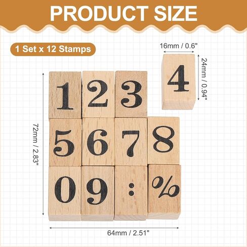 مجموعة طوابع مطاطية خشبية من MECCANIXITY، 1 بوصة × 0.5 بوصة × 1 بوصة طوابع مطاطية خشبية مزخرفة لبطاقات يوميات مخطط القصاصات DIY، حزمة من 12 (تهجئة الشهر) in Kuwait