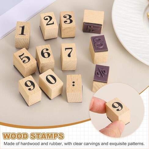 مجموعة طوابع مطاطية خشبية من MECCANIXITY، 1 بوصة × 0.5 بوصة × 1 بوصة طوابع مطاطية خشبية مزخرفة لبطاقات يوميات مخطط القصاصات DIY، حزمة من 12 (تهجئة الشهر) in Kuwait