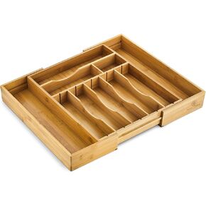 Night Tree Deep Bamboo Drawer Organizer – Expandable Utensil and Silverware Tray for Kitchen Cutlery and Flatware, Large Size (21.6" or 13.7" x 17" x 2.5") in Saudi Arabia
