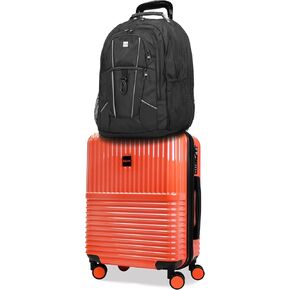 World Traveler Dejuno Tonal Lightweight Polycarbonate Hardside Expandable Spinner Luggage Suitcase with TSA Lock, Coral, 2-Piece Set(20in,28in) in Kuwait