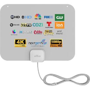 Mohu Leaf Amplified – Ultra-Thin Indoor TV Antenna, 60-Mile Range, Jolt Switch Amp, UHF VHF, Multi-Directional, 4K UHD, NEXTGEN TV - w/ 12 ft. Cable in Saudi Arabia