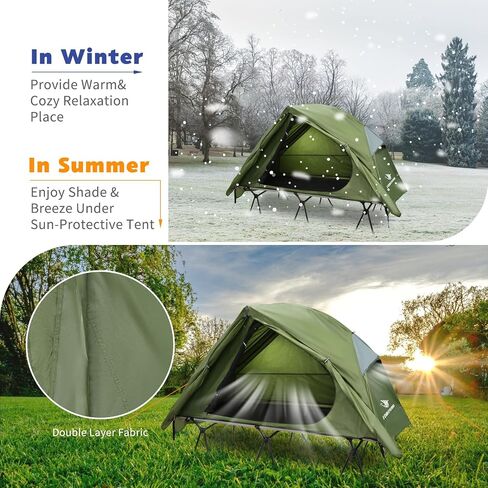 Arctic Lemmings 4-in-1 Camping Cot Tent, Foldable Elevated Tent Set for 1 Person to Use, Portable Tent for Outdoor Hiking, Camping in Kuwait