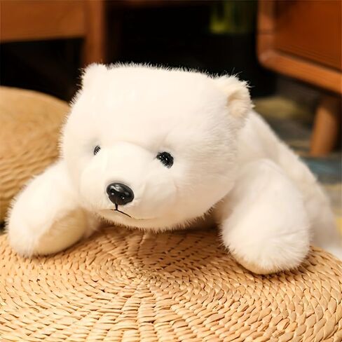 Polar Bear Stuffed Throw Pillow - 25.5 Inch Big White Realistic Polar Plush Throw Pillow, Super Soft Huggable Sleeping Bear Pillow, for Kids, Adults, Bedroom in Saudi Arabia