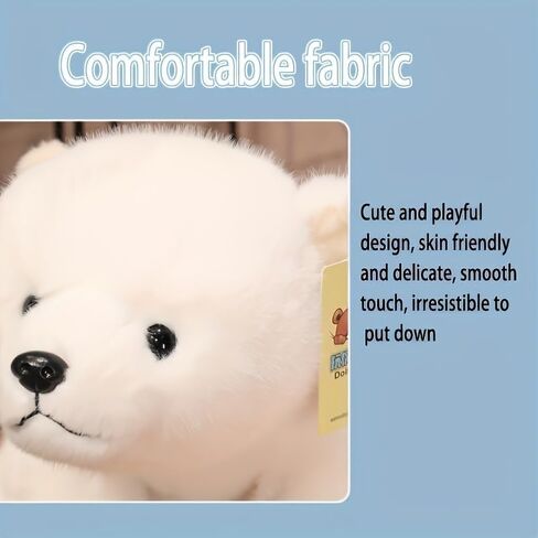 Polar Bear Stuffed Throw Pillow - 25.5 Inch Big White Realistic Polar Plush Throw Pillow, Super Soft Huggable Sleeping Bear Pillow, for Kids, Adults, Bedroom in Saudi Arabia