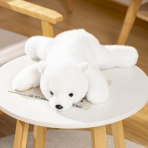 Polar Bear Stuffed Throw Pillow - 25.5 Inch Big White Realistic Polar Plush Throw Pillow, Super Soft Huggable Sleeping Bear Pillow, for Kids, Adults, Bedroom in Saudi Arabia