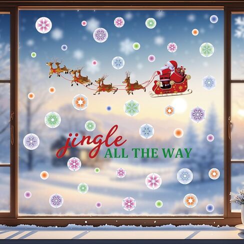 TOARTi Merry Christmas Quotes Wall Decals Happy New Year Quotes Stickers Christmas Tree Snowflake Stickers for Wall Christmas Party Supplies Christmas Window Clings in Saudi Arabia