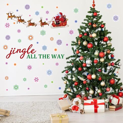 TOARTi Merry Christmas Quotes Wall Decals Happy New Year Quotes Stickers Christmas Tree Snowflake Stickers for Wall Christmas Party Supplies Christmas Window Clings in Saudi Arabia