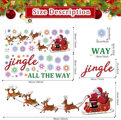 TOARTi Merry Christmas Quotes Wall Decals Happy New Year Quotes Stickers Christmas Tree Snowflake Stickers for Wall Christmas Party Supplies Christmas Window Clings in Saudi Arabia