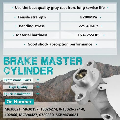 M630021 Brake Master Cylinder with Reservoir and Cap Fit for Chevy, GMC, Isuzu and Oldsmobile Vehicles - Blazer, Bravada 1998-2000, S10, Jimmy, Sonoma, Hombre 1998-1999 - Replaces 18026274 M630197 in Saudi Arabia