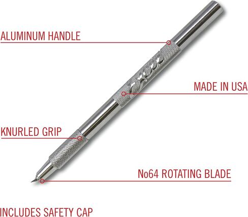 سكين حرفية دوارة من Excel Blades K4 مع شفرة دوارة رقم 64 - سكين هواية دقيق للنحت ومستلزمات الصناعة أداة قطع دقيقة - مقبض ألومنيوم خفيف الوزن - صنع في الولايات المتحدة الأمريكية in Saudi Arabia