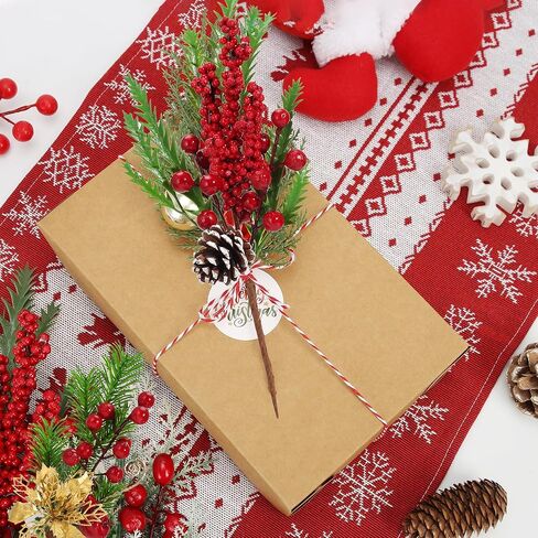 Artificial Christmas Picks, 8Pcs Christmas Sprays Picks with Red Berry Stems Pine Cones Holly Poinsettia, Faux Floral Branches for Xmas Tree Filler Wreath Garland Holiday DIY Crafts Decorations(8) in Saudi Arabia