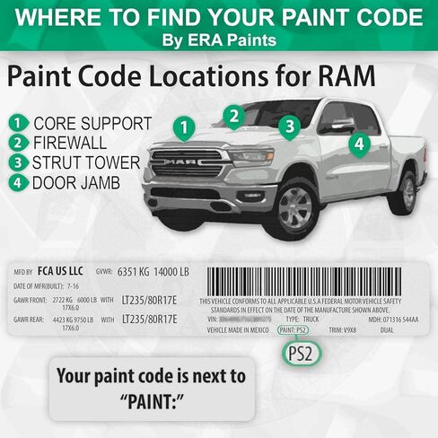 ERA Paints PRV/NRV - Velvet Red Pearl for RAM Exact Match Automotive Touch Up Paint Jar - Pro Kit in Kuwait