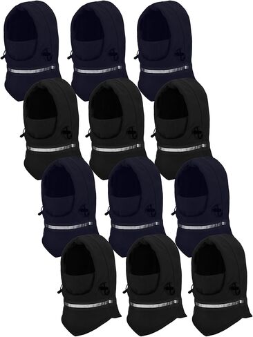 Suhine 12 Pcs Winter Thermal Reflective Balaclava Mask Warm Fleece Adjustable Full Neck Cover Windproof High Visibility Hat for Men Women, 4 Colors in Saudi Arabia
