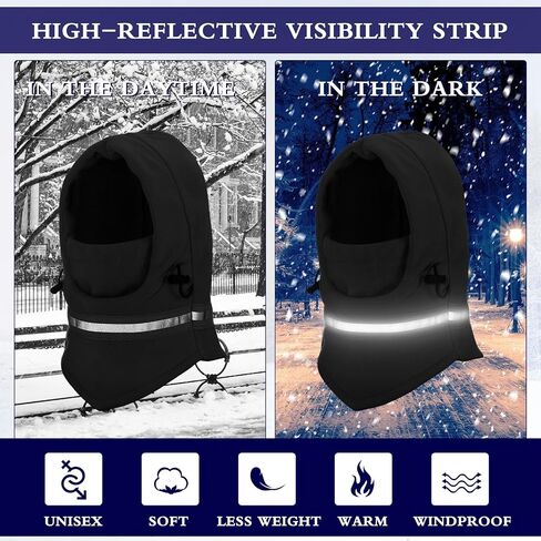 Suhine 12 Pcs Winter Thermal Reflective Balaclava Mask Warm Fleece Adjustable Full Neck Cover Windproof High Visibility Hat for Men Women, 4 Colors in Saudi Arabia
