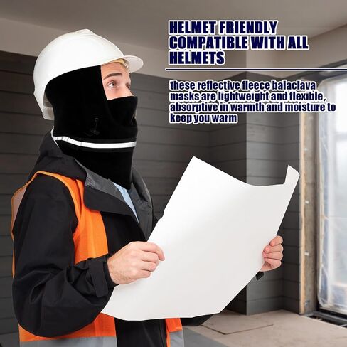 Suhine 12 Pcs Winter Thermal Reflective Balaclava Mask Warm Fleece Adjustable Full Neck Cover Windproof High Visibility Hat for Men Women, 4 Colors in Saudi Arabia