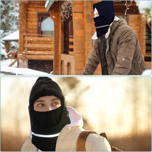 Suhine 12 Pcs Winter Thermal Reflective Balaclava Mask Warm Fleece Adjustable Full Neck Cover Windproof High Visibility Hat for Men Women, 4 Colors in Saudi Arabia