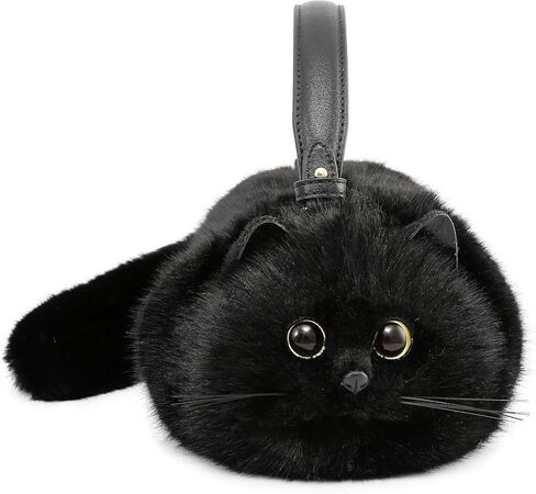 Handmade Black Shoulder Bag - Spacious Design Can Hold Phone - Presents for Black Cat Lovers in Saudi Arabia