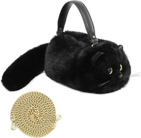 Handmade Black Shoulder Bag - Spacious Design Can Hold Phone - Presents for Black Cat Lovers in Saudi Arabia