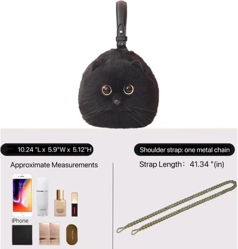 Handmade Black Shoulder Bag - Spacious Design Can Hold Phone - Presents for Black Cat Lovers in Saudi Arabia