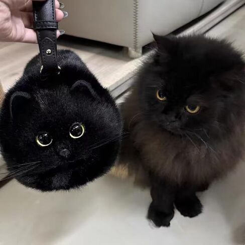 Handmade Black Shoulder Bag - Spacious Design Can Hold Phone - Presents for Black Cat Lovers in Saudi Arabia