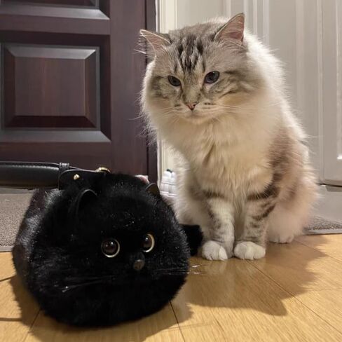 Handmade Black Shoulder Bag - Spacious Design Can Hold Phone - Presents for Black Cat Lovers in Saudi Arabia