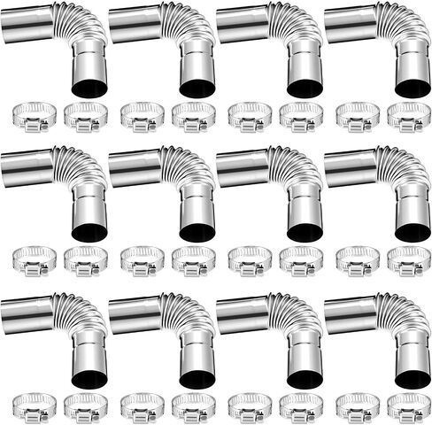 Honoson 12 Sets Diesel Heater Exhaust Pipe 24mm Parking Air Tube Heaters Exhaust Pipe Elbow Connector with 24 Connectors Stainless Steel Gas Water Heaters Compatible with Diesel Boat Heater in Saudi Arabia