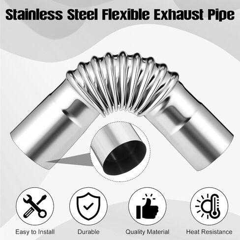 Honoson 12 Sets Diesel Heater Exhaust Pipe 24mm Parking Air Tube Heaters Exhaust Pipe Elbow Connector with 24 Connectors Stainless Steel Gas Water Heaters Compatible with Diesel Boat Heater in Saudi Arabia