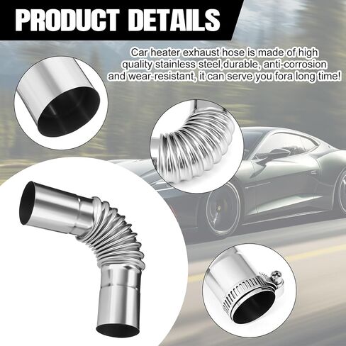 Honoson 12 Sets Diesel Heater Exhaust Pipe 24mm Parking Air Tube Heaters Exhaust Pipe Elbow Connector with 24 Connectors Stainless Steel Gas Water Heaters Compatible with Diesel Boat Heater in Saudi Arabia