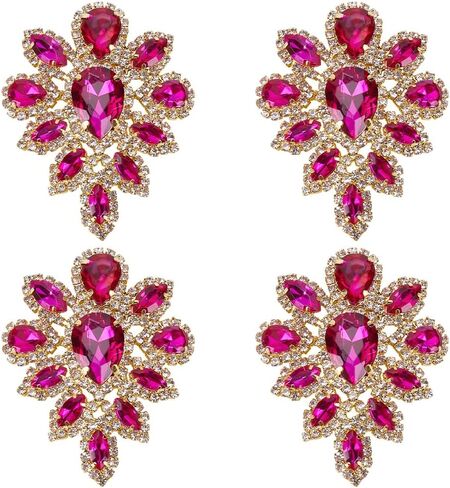 FINGERINSPIRE 4 Pcs Teardrop Rhinestone Applique, 2.2x1.8inch AB Colorful Rhinestone Teardrop Applique DIY Decoration Patch for Wedding Dress Clothing Decoration Suitable for Sewing & Gluing in Saudi Arabia