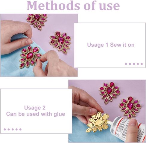 FINGERINSPIRE 4 Pcs Teardrop Rhinestone Applique, 2.2x1.8inch AB Colorful Rhinestone Teardrop Applique DIY Decoration Patch for Wedding Dress Clothing Decoration Suitable for Sewing & Gluing in Saudi Arabia