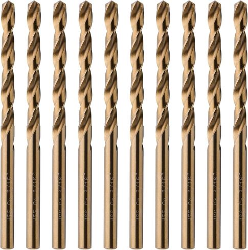 10 Pcs High Speed Steel Cobalt Drill Bit Set 2 Pcs of Each 1mm(3/64"), 1.5mm(1/16") 2mm(5/64") 2.5mm(3/32") 3mm(1/8") Jobber Length Twist M35 Metal Drill Bit For Stainless Steel And Hard Metal in Saudi Arabia