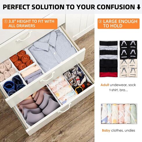 【FAMILY PACK】Drawer Organizer Clothes, 20 Pack Dresser Organizer Bins for Baby Clothes - Underwear Bra Sock Organizer - Fabric Closet Organization and Storage Dividers for Nursery Bedroom Dorm in Saudi Arabia