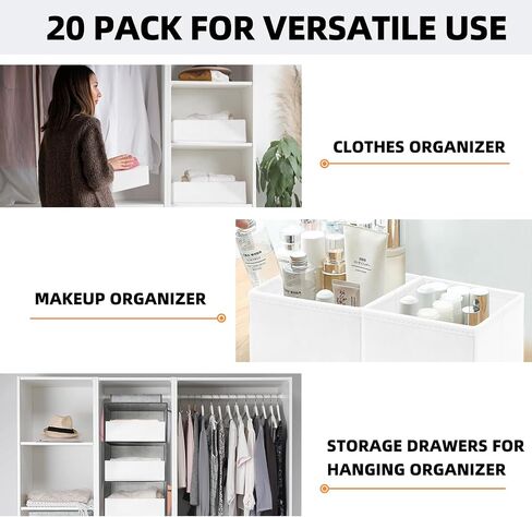 【FAMILY PACK】Drawer Organizer Clothes, 20 Pack Dresser Organizer Bins for Baby Clothes - Underwear Bra Sock Organizer - Fabric Closet Organization and Storage Dividers for Nursery Bedroom Dorm in Saudi Arabia