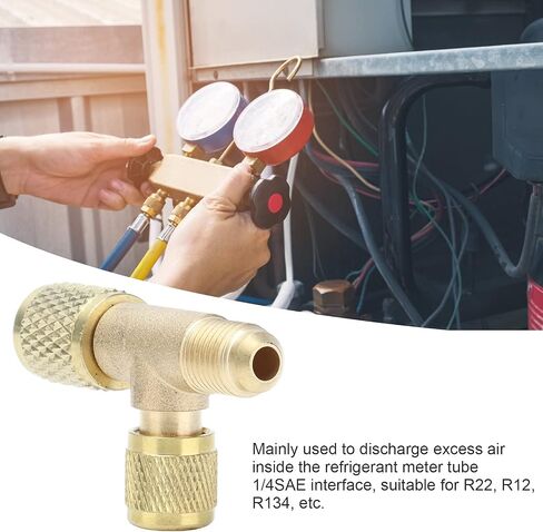 صمام شحن غاز التبريد 1/4 SAE | محول تطهير مقياس التيار المتردد لـ R134a / R22 / R12 | أداة تكييف نحاسية عالية الضغط لصيانة التدفئة والتهوية وتكييف الهواء in Saudi Arabia
