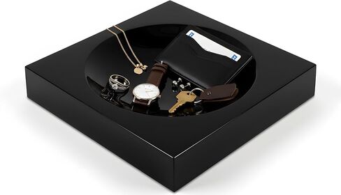 Decorative Acrylic Catchall Bowl (Black) - Elegant Chic Organizer Tray for Home Kitchen Coffee Table Countertop Vanity Display in Saudi Arabia