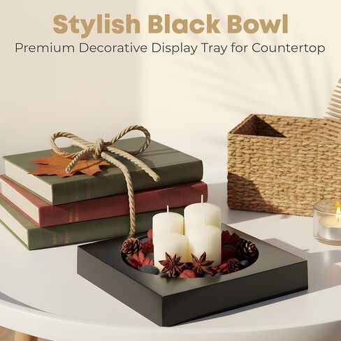 Decorative Acrylic Catchall Bowl (Black) - Elegant Chic Organizer Tray for Home Kitchen Coffee Table Countertop Vanity Display in Saudi Arabia
