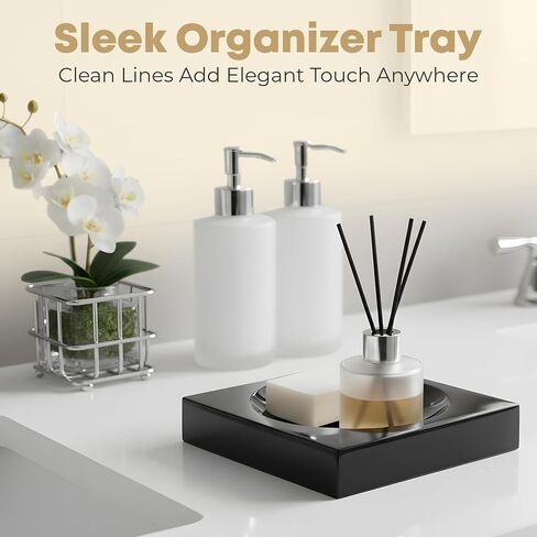 Decorative Acrylic Catchall Bowl (Black) - Elegant Chic Organizer Tray for Home Kitchen Coffee Table Countertop Vanity Display in Saudi Arabia