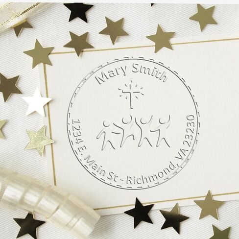 Custom Desk Serene Cross Personalized Name and Library Paper Embosser - Ideal for Christian Counselors - Premium Embossing Seal for Books - Custom Book Embossing Seal for Professional and Personal Use in Saudi Arabia
