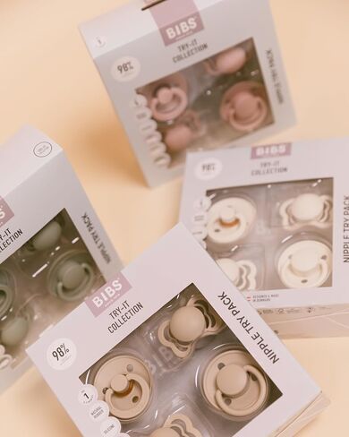 BIBS Pacifiers – Try-it Collection | Includes Colour, De Lux, Couture and Supreme Pacifiers | BPA-Free Natural Rubber & Silicone | Made in Denmark | Sage | 0 to 6 Months in Saudi Arabia
