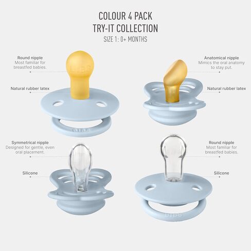 BIBS Pacifiers – Try-it Collection | Includes Colour, De Lux, Couture and Supreme Pacifiers | BPA-Free Natural Rubber & Silicone | Made in Denmark | Sage | 0 to 6 Months in Saudi Arabia