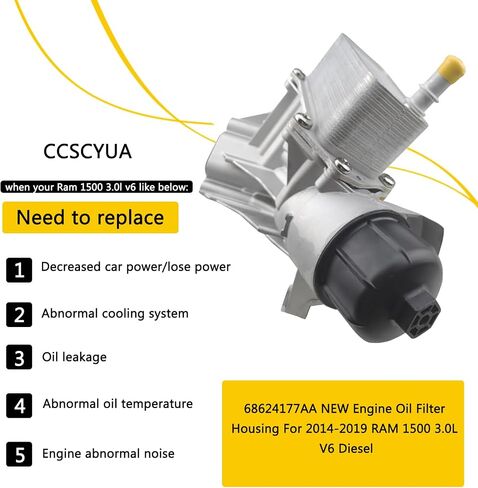 Aluminum Engine Oil Cooler and Oil Filter Housing Adapter Gaskets Sensor Fit for 2014-2019 Ram 1500 3.0l v6 turbo diesel engine 68229403AA,68531248AA,68624177AA in Saudi Arabia