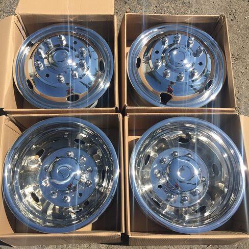 Set of 4 Wheel Simulators 19.5" Dually for 2005-2021 Ford F450 F550 10 Lug Stainless Steel Dually Simulators in Kuwait