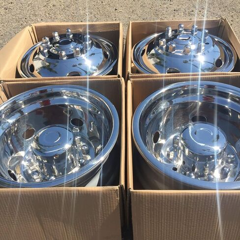 Set of 4 Wheel Simulators 19.5" Dually for 2005-2021 Ford F450 F550 10 Lug Stainless Steel Dually Simulators in Kuwait