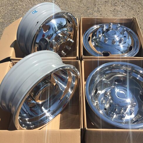 Set of 4 Wheel Simulators 19.5" Dually for 2005-2021 Ford F450 F550 10 Lug Stainless Steel Dually Simulators in Kuwait