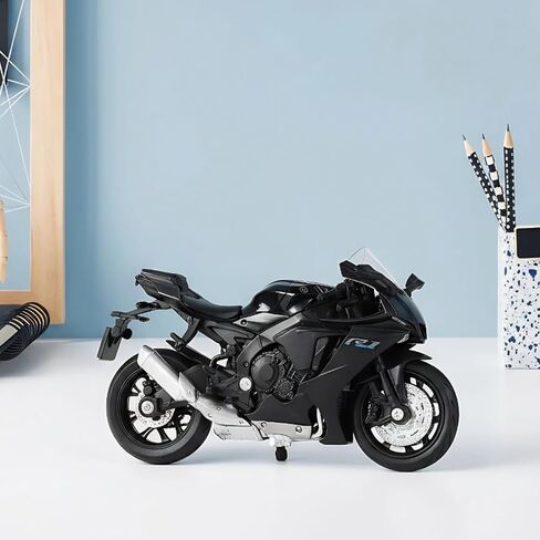 لعبة نموذج دراجة نارية 1:18 من أجل Yamaha YZF-R1 1000R معدنية مصبوبة مع نموذج دراجة نارية بلاستيكي لا يتطلب تجميع هدية موتو صغيرة نهائية للبالغين (أسود) in Saudi Arabia