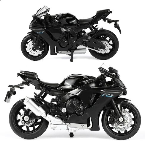 لعبة نموذج دراجة نارية 1:18 من أجل Yamaha YZF-R1 1000R معدنية مصبوبة مع نموذج دراجة نارية بلاستيكي لا يتطلب تجميع هدية موتو صغيرة نهائية للبالغين (أسود) in Saudi Arabia