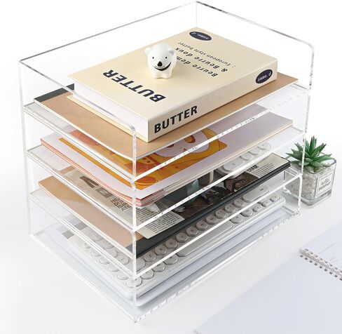 2 Pack Acrylic Paper Tray Organizer for Desk Clear File Organizer,Acrylic Desk Organizers and Accessories Sorter,Perfect for File Paper, Ipad, Letter, A4 Office File, Books, Notes. in Saudi Arabia