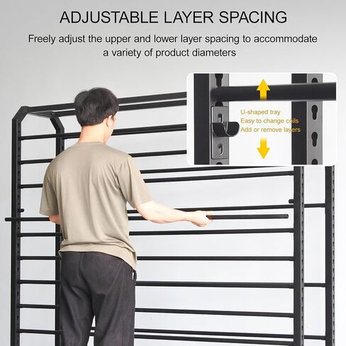 Large Textile Commercial Fabric Roll Storage Rack, Movable Vinyl Paper Organizer with Adjustable Hanging Rods, Heavy Duty Roll File Holder for Leather Rolls/Window Film(Black-8Rod,145cm/57in) in Saudi Arabia