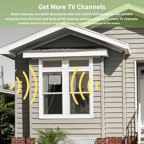 Mohu Leaf Stitch Amplified - هوائي تلفزيون داخلي مسطح، نطاق 60 ميل، Jolt Switch Amp، UHF VHF، متعدد الاتجاهات، 4K UHD، تلفزيون NEXTGEN - مع كابل بطول 12 قدمًا in Saudi Arabia